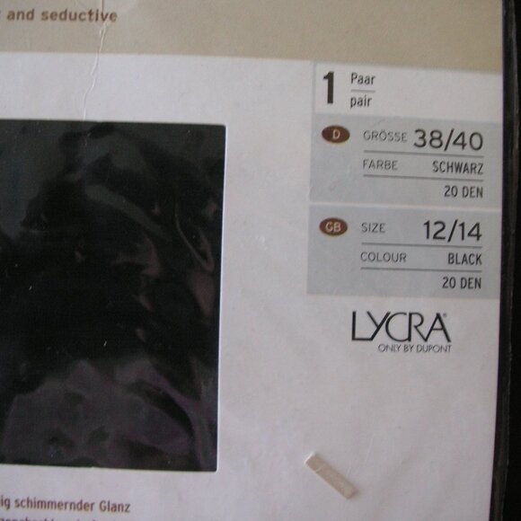 TCM Vintage Pantyhose. Made in Germany Black Sz 38/40 or 2 Eur Union. 20 Den NEW - Picture 3 of 6